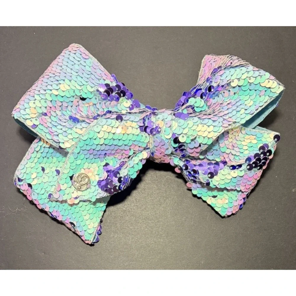 Jojo Siwa Sequin Hair Bow Large Purple Aqua‎ Mermaid Clip-In